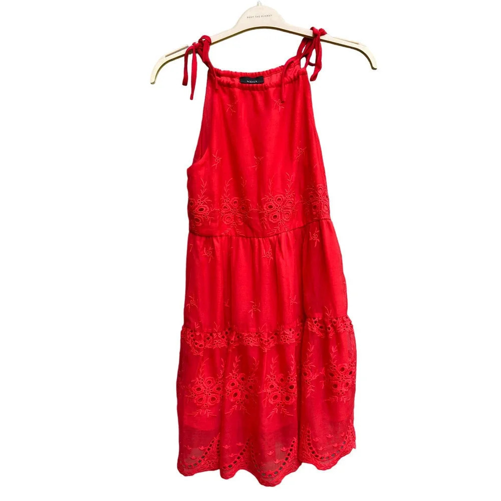Vici Women Red Tie Strap Mini Dress Small